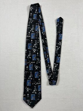 Vintage 1997 Looney Tunes Stamp Collection Necktie Bugs Bunny Ras Road Runner